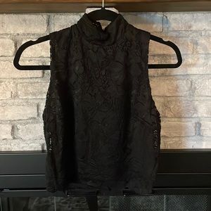 Black Dressy Mock Neck Crop Top